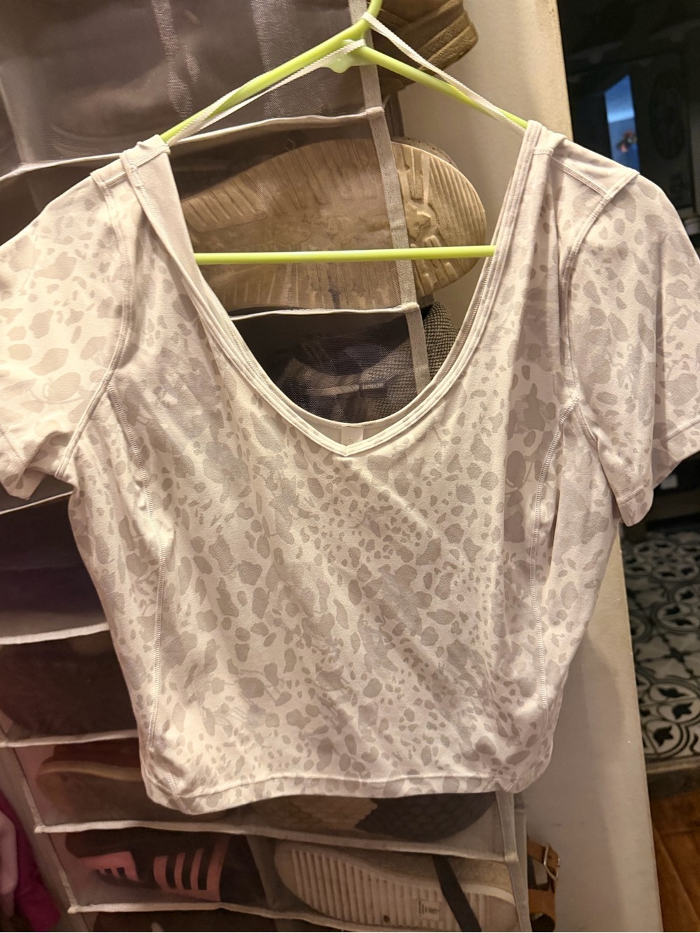 lululemon athletica align Light Gray Leopard-Print V-Neck Crop Top